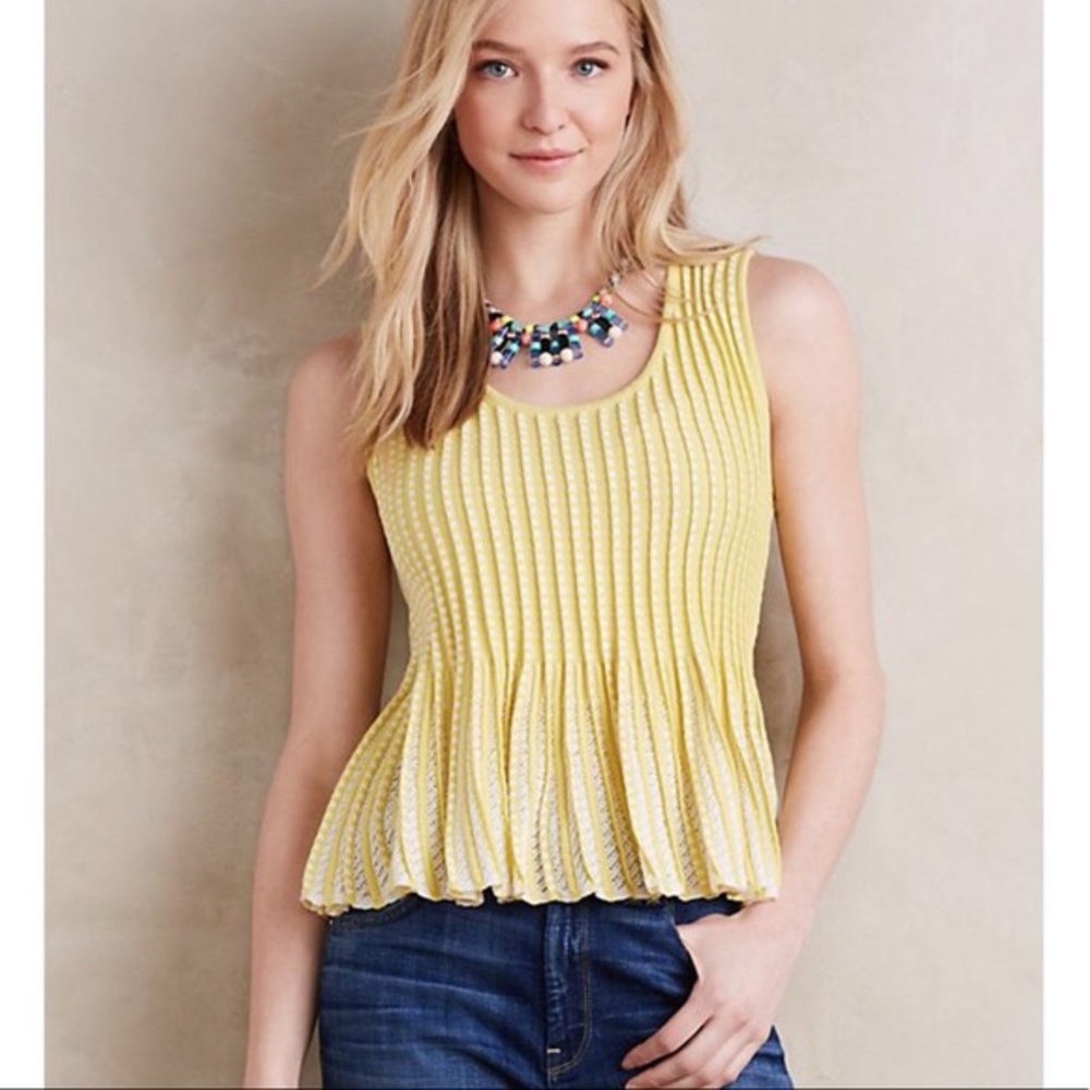 Anthropologie Moth Yellow Ostinato Peplum Tank